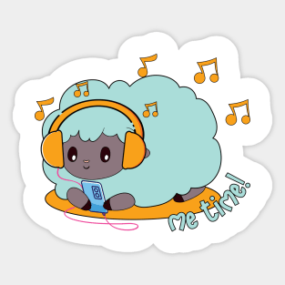 cute green sheep listening to music Sticker